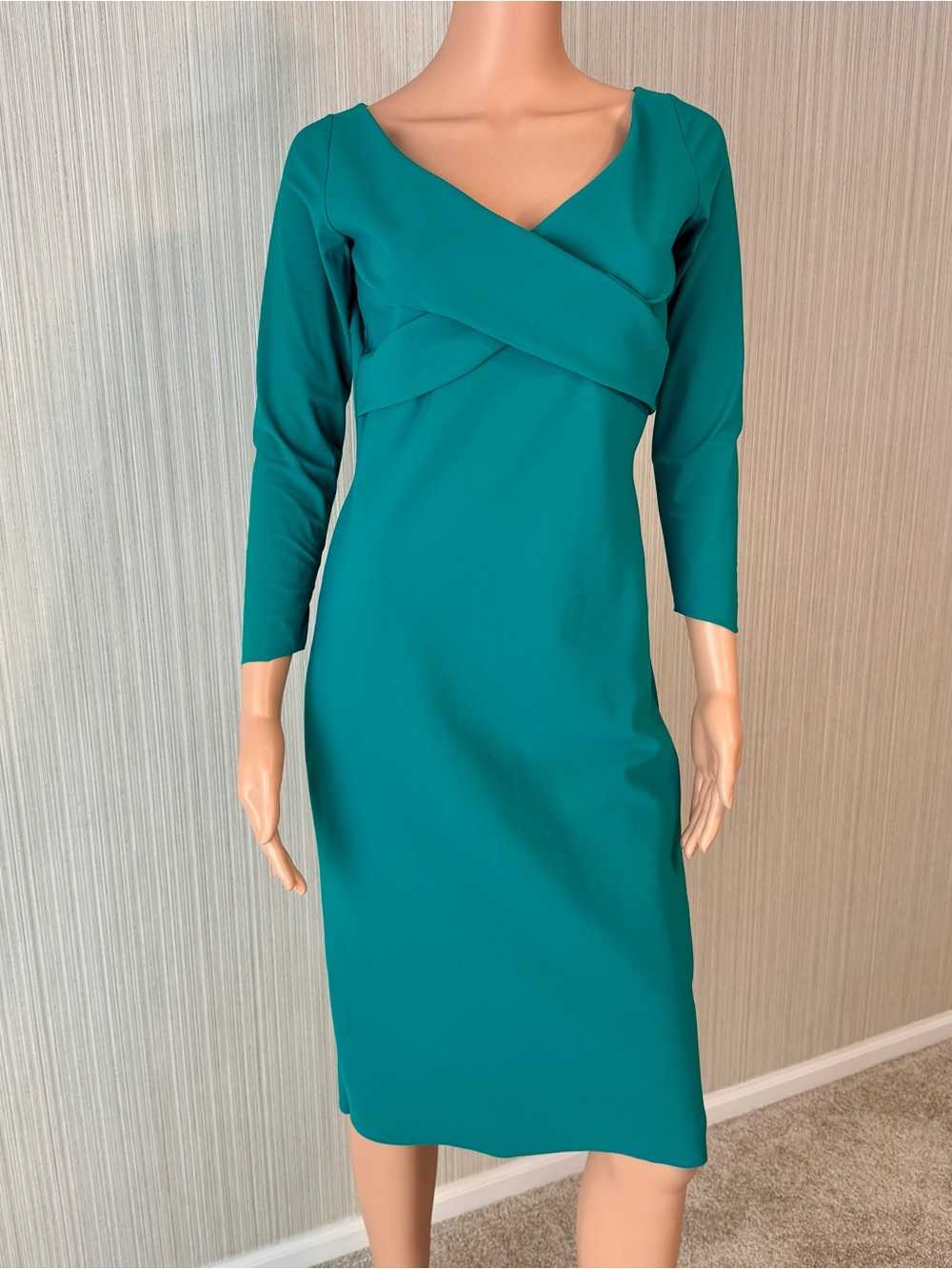 $695 Chiara Boni La Petite Robe Made In Italy Midi Teal Dress Small*